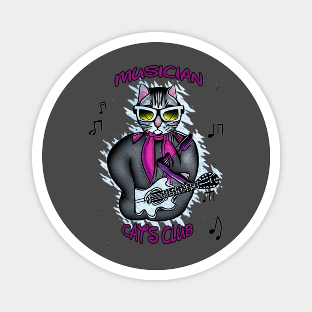 Street musician cat / Musician Cats Club Magnet by MusicianCatsClub